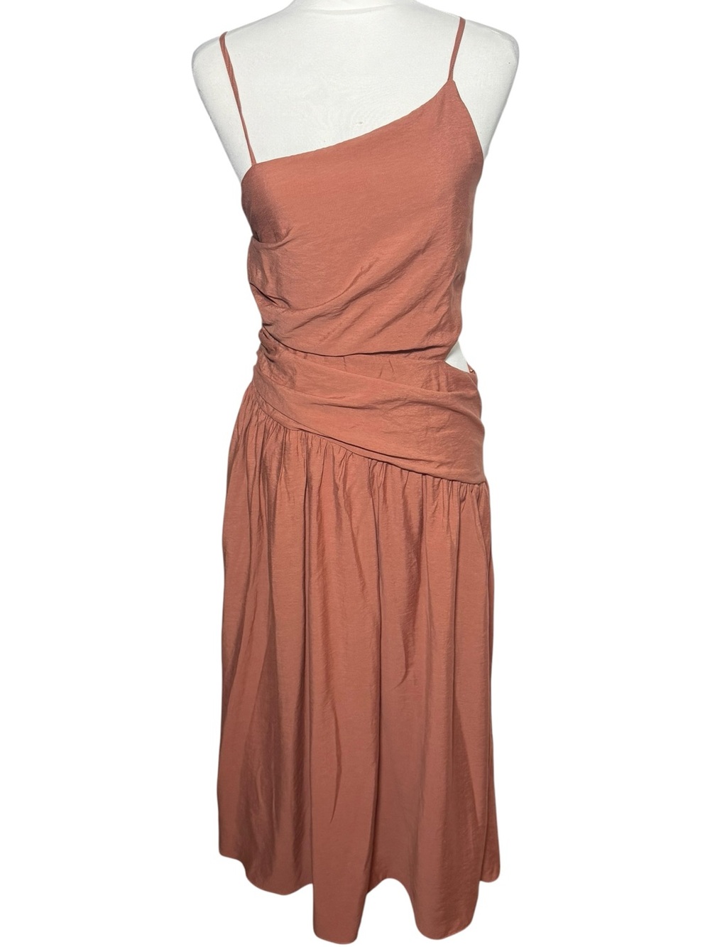 Moon River Ruched Cut-Out Midi Dress Dusty Terracotta NWT Size Medium